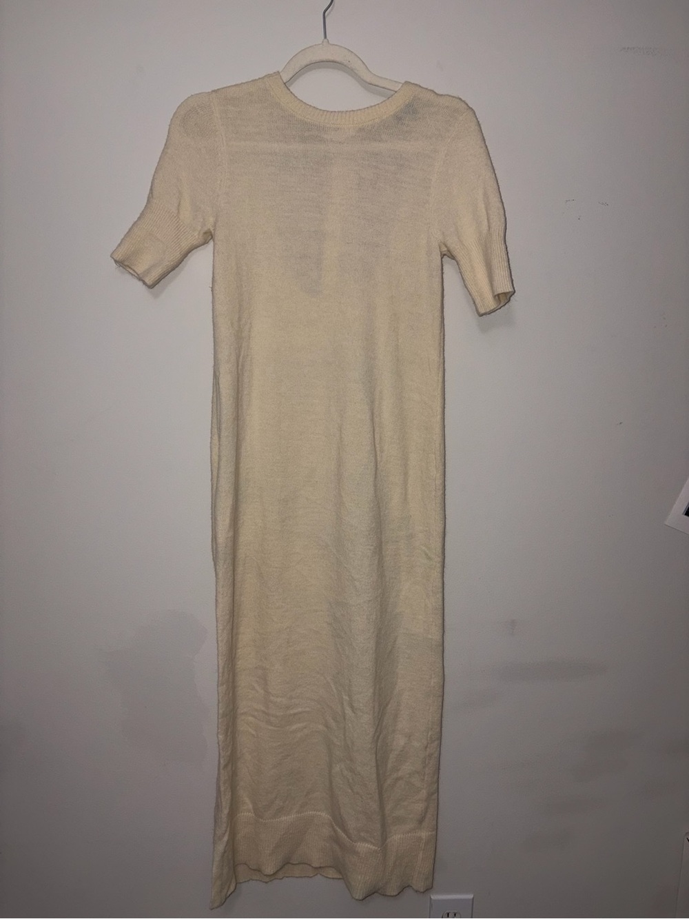 Cream Short-Sleeve Knit Maxi Dress - Picture 3 of 7